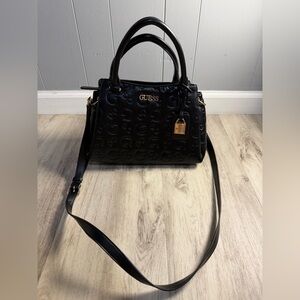 GUESS Black Embossed Satchel